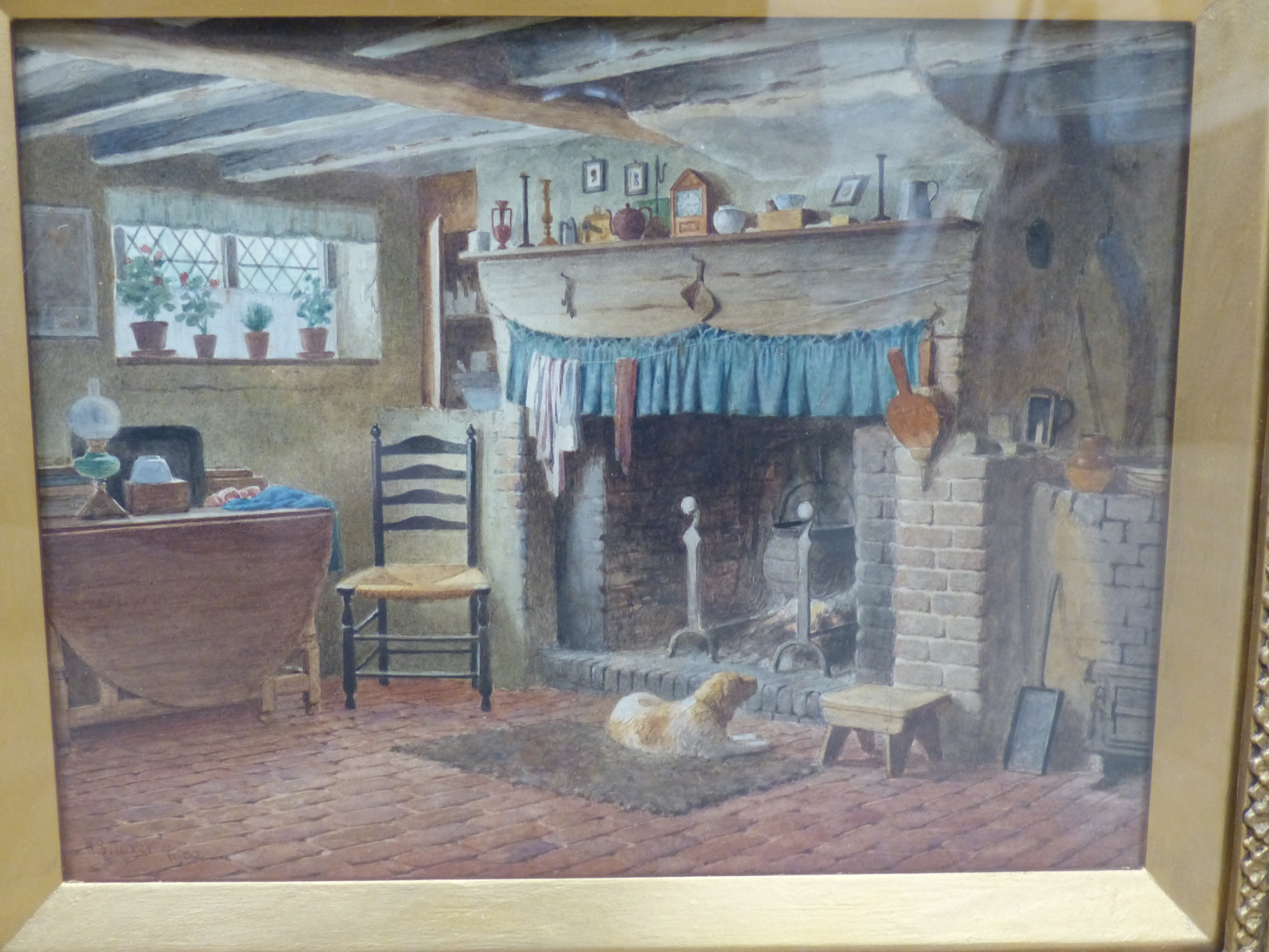 Henry Spernon Tozer (1864-1955), pair of watercolours, Cottage interiors, signed and dated 1902, 26 x 20cm